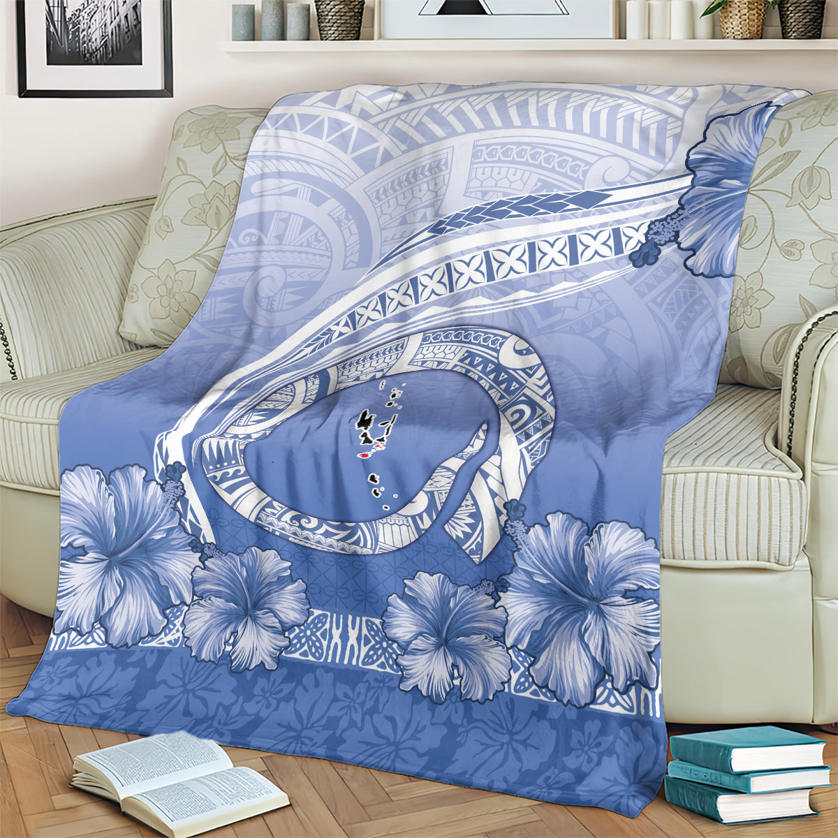 Shefa Vanuatu Blanket Hibiscus Sand Drawing with Pacific Pattern LT9 - Polynesian Pride