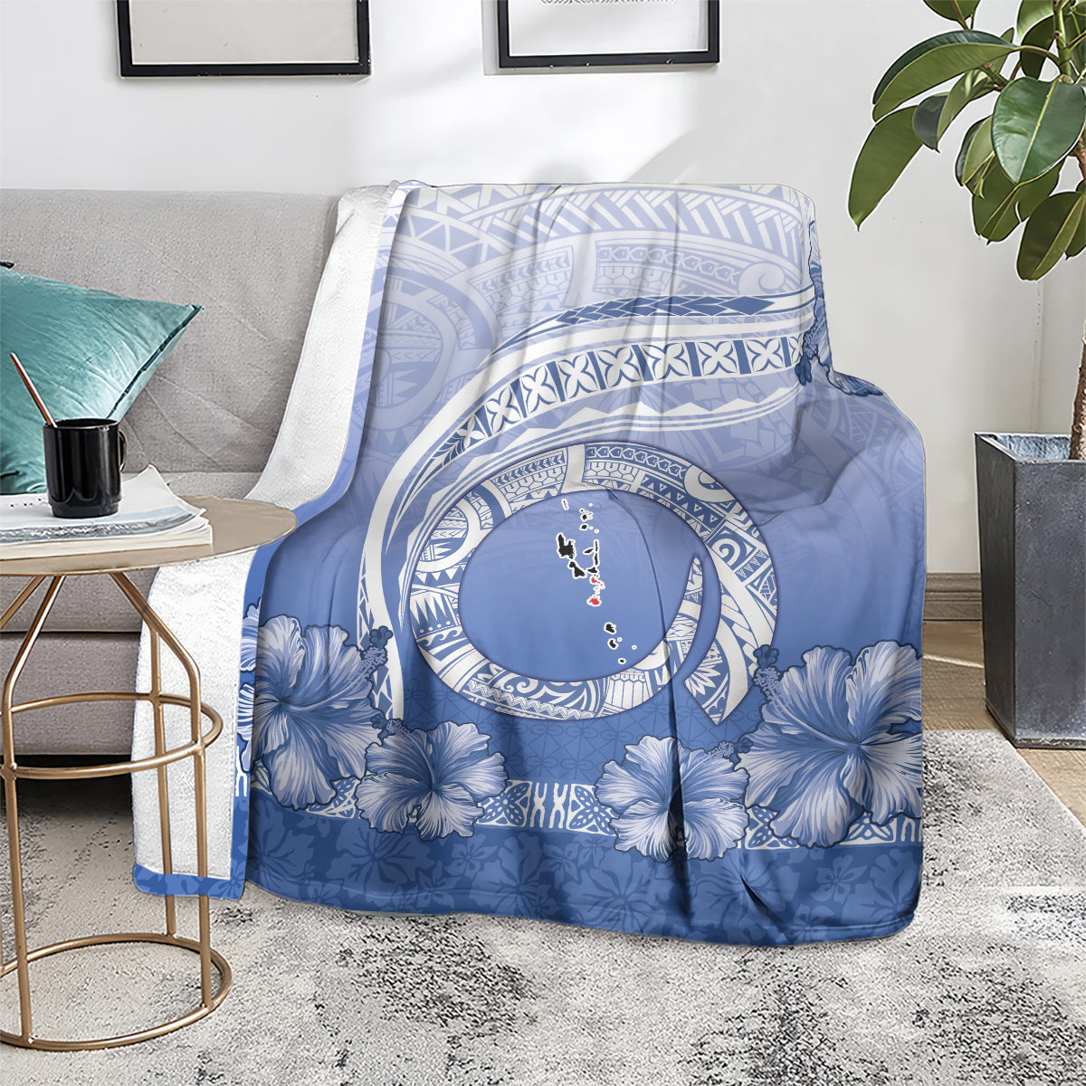 Shefa Vanuatu Blanket Hibiscus Sand Drawing with Pacific Pattern LT9 - Polynesian Pride