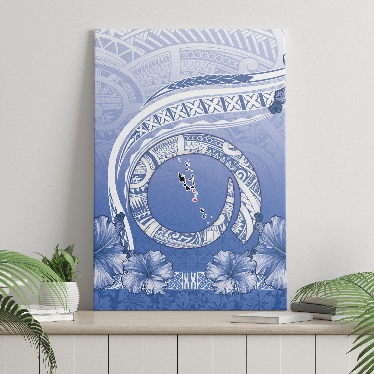 Shefa Vanuatu Canvas Wall Art Hibiscus Sand Drawing with Pacific Pattern LT9 - Polynesian Pride