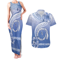 Shefa Vanuatu Couples Matching Tank Maxi Dress and Hawaiian Shirt Hibiscus Sand Drawing with Pacific Pattern