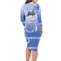 Shefa Vanuatu Family Matching Long Sleeve Bodycon Dress and Hawaiian Shirt Hibiscus Sand Drawing with Pacific Pattern