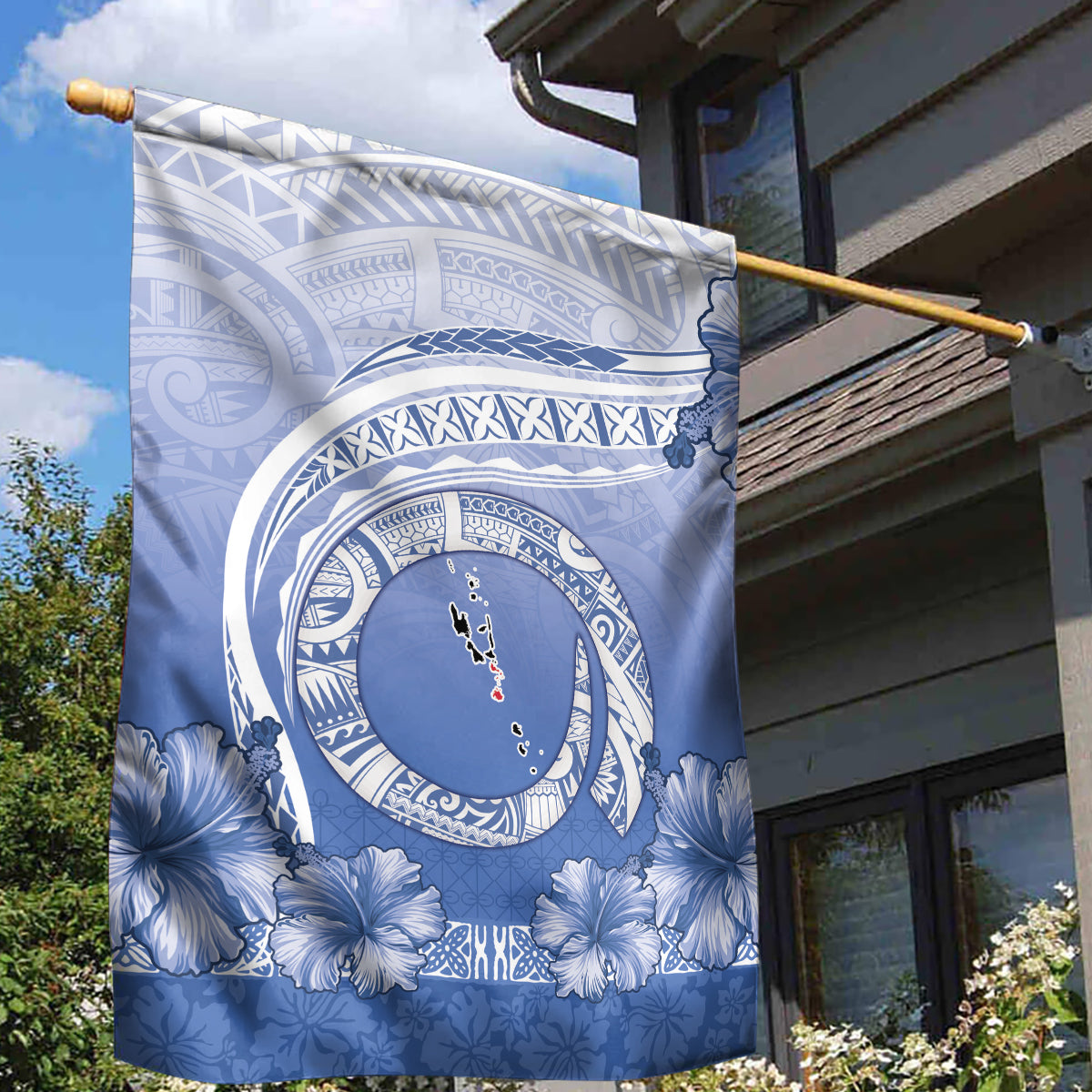 Shefa Vanuatu Garden Flag Hibiscus Sand Drawing with Pacific Pattern LT9 - Polynesian Pride