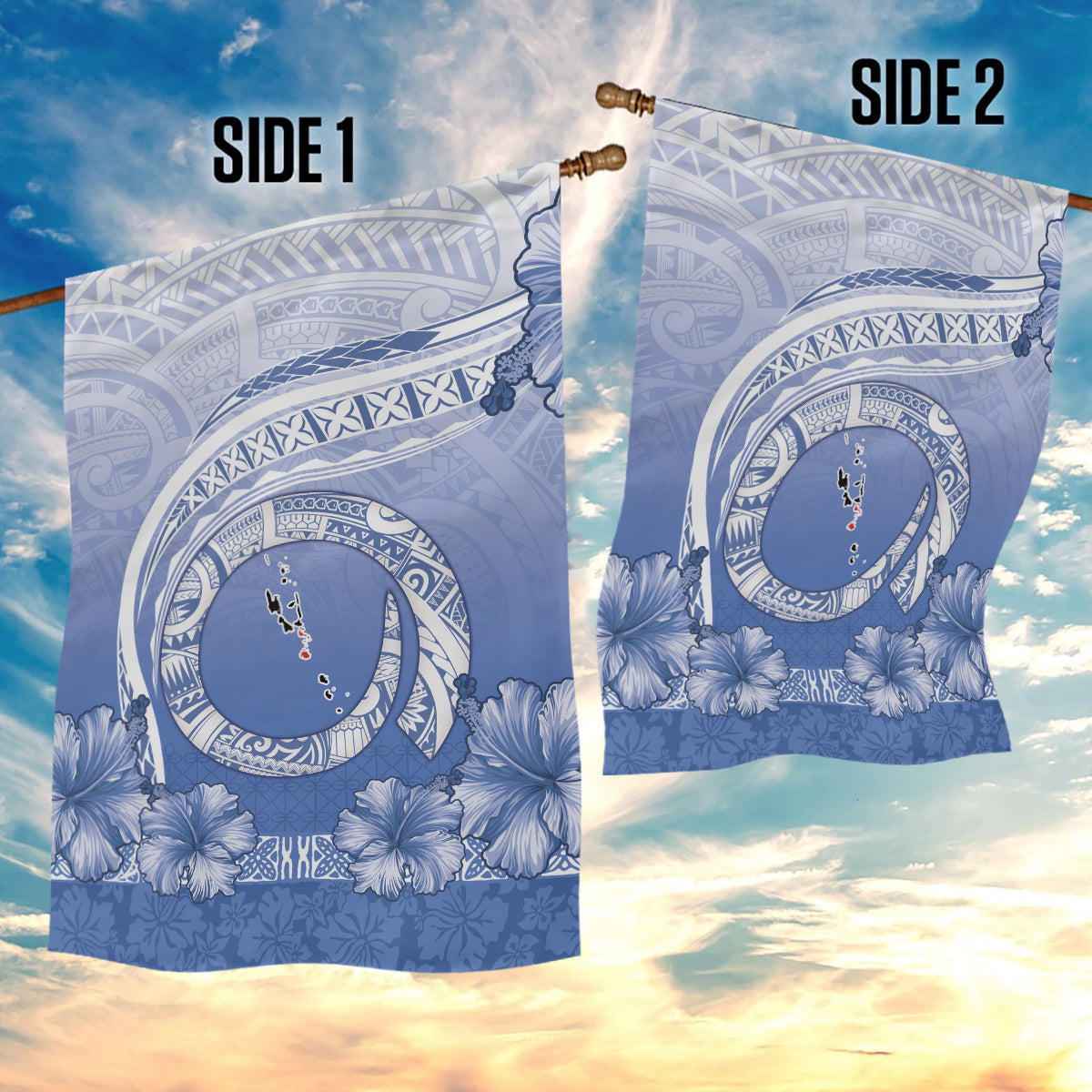 Shefa Vanuatu Garden Flag Hibiscus Sand Drawing with Pacific Pattern LT9 - Polynesian Pride