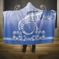 Shefa Vanuatu Hooded Blanket Hibiscus Sand Drawing with Pacific Pattern LT9 One Size Blue Art - Polynesian Pride