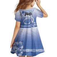 Shefa Vanuatu Kid Short Sleeve Dress Hibiscus Sand Drawing with Pacific Pattern