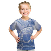 Shefa Vanuatu Kid T Shirt Hibiscus Sand Drawing with Pacific Pattern