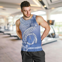 Shefa Vanuatu Men Tank Top Hibiscus Sand Drawing with Pacific Pattern LT9 Blue Art - Polynesian Pride
