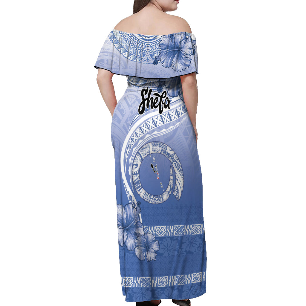 Shefa Vanuatu Off Shoulder Maxi Dress Hibiscus Sand Drawing with Pacific Pattern LT9 - Polynesian Pride