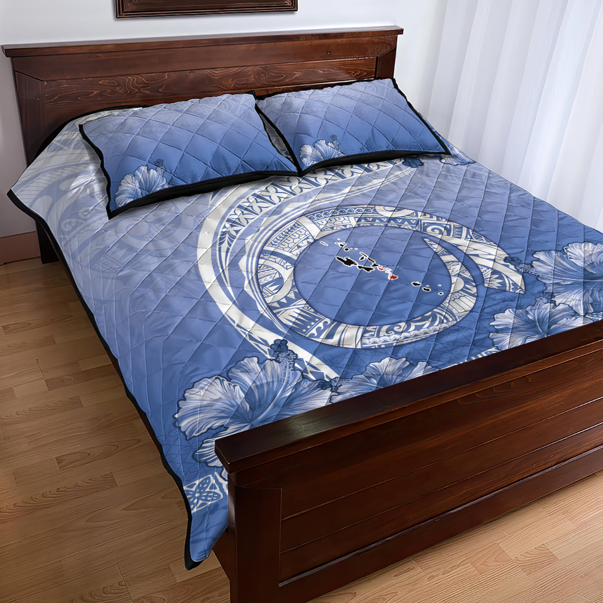 Shefa Vanuatu Quilt Bed Set Hibiscus Sand Drawing with Pacific Pattern LT9 - Polynesian Pride