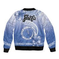 Shefa Vanuatu Sleeve Zip Bomber Jacket Hibiscus Sand Drawing with Pacific Pattern LT9 - Polynesian Pride