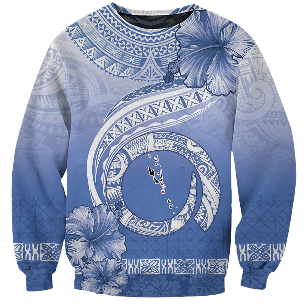 Shefa Vanuatu Sweatshirt Hibiscus Sand Drawing with Pacific Pattern LT9 Unisex Blue Art - Polynesian Pride