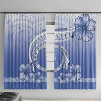 Shefa Vanuatu Window Curtain Hibiscus Sand Drawing with Pacific Pattern LT9 With Hooks Blue Art - Polynesian Pride