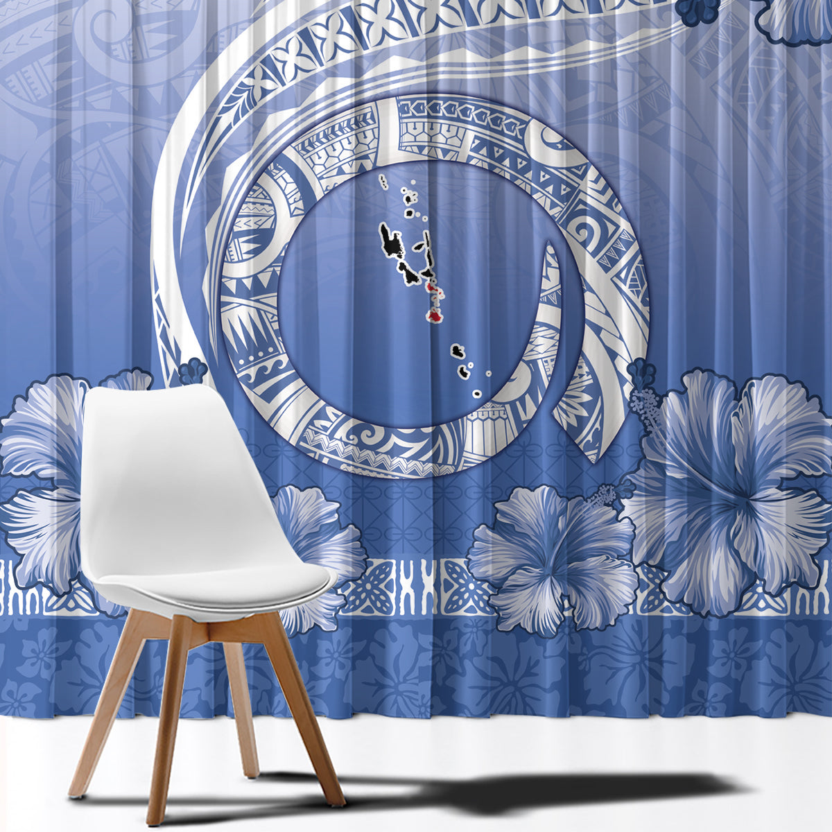 Shefa Vanuatu Window Curtain Hibiscus Sand Drawing with Pacific Pattern LT9 - Polynesian Pride