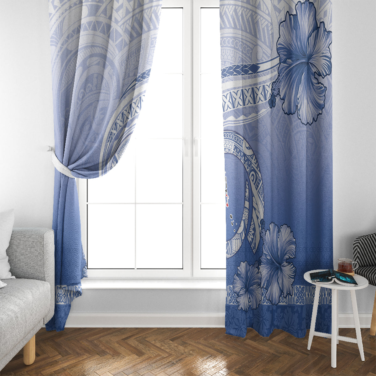 Shefa Vanuatu Window Curtain Hibiscus Sand Drawing with Pacific Pattern LT9 - Polynesian Pride