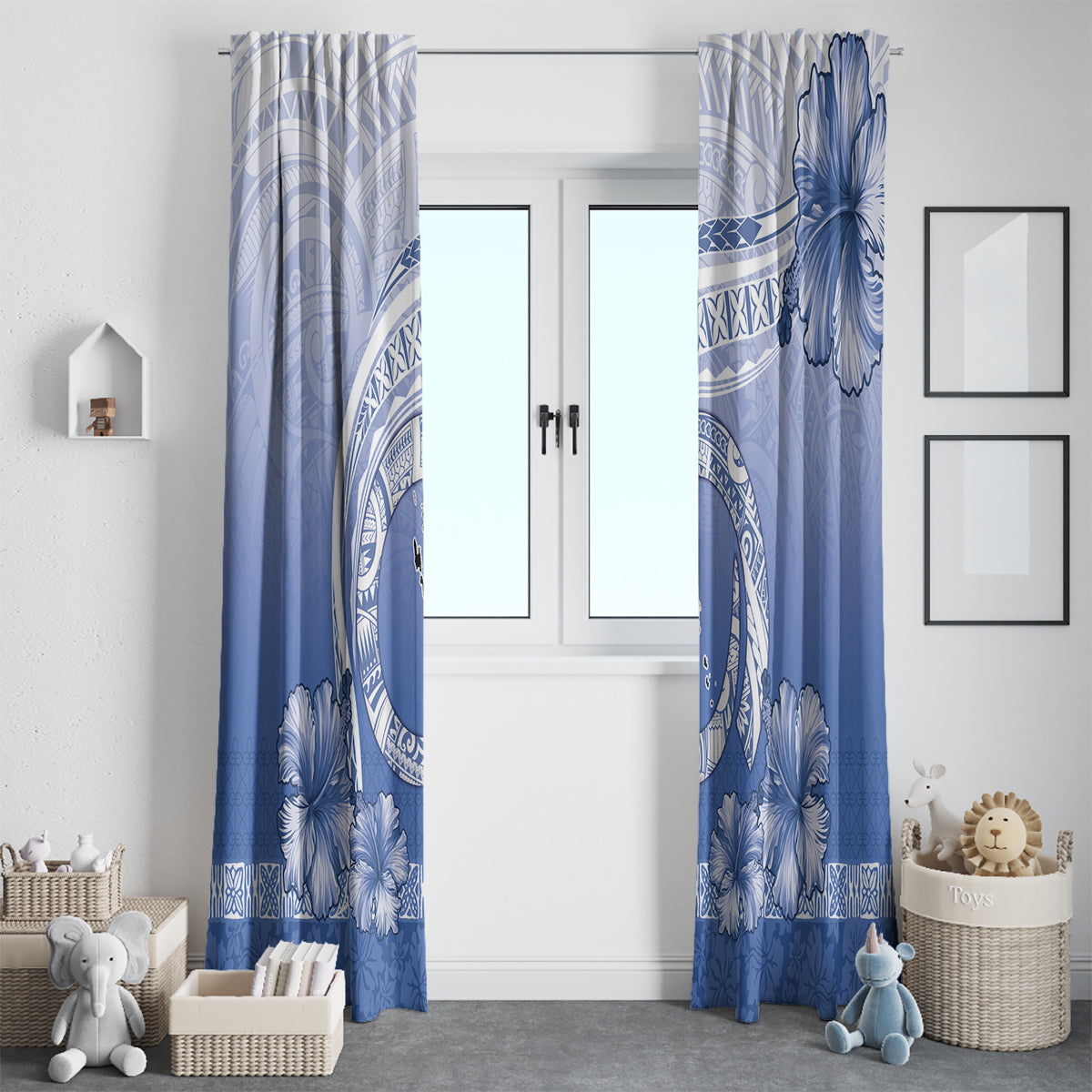 Shefa Vanuatu Window Curtain Hibiscus Sand Drawing with Pacific Pattern LT9 - Polynesian Pride