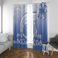 Shefa Vanuatu Window Curtain Hibiscus Sand Drawing with Pacific Pattern LT9 With Grommets Blue Art - Polynesian Pride