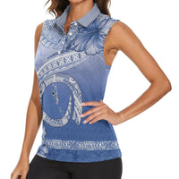 Shefa Vanuatu Women Sleeveless Polo Shirt Hibiscus Sand Drawing with Pacific Pattern