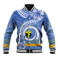 Tafea Vanuatu Baseball Jacket Hibiscus Sand Drawing with Pacific Pattern LT9 Unisex Blue Art - Polynesian Pride
