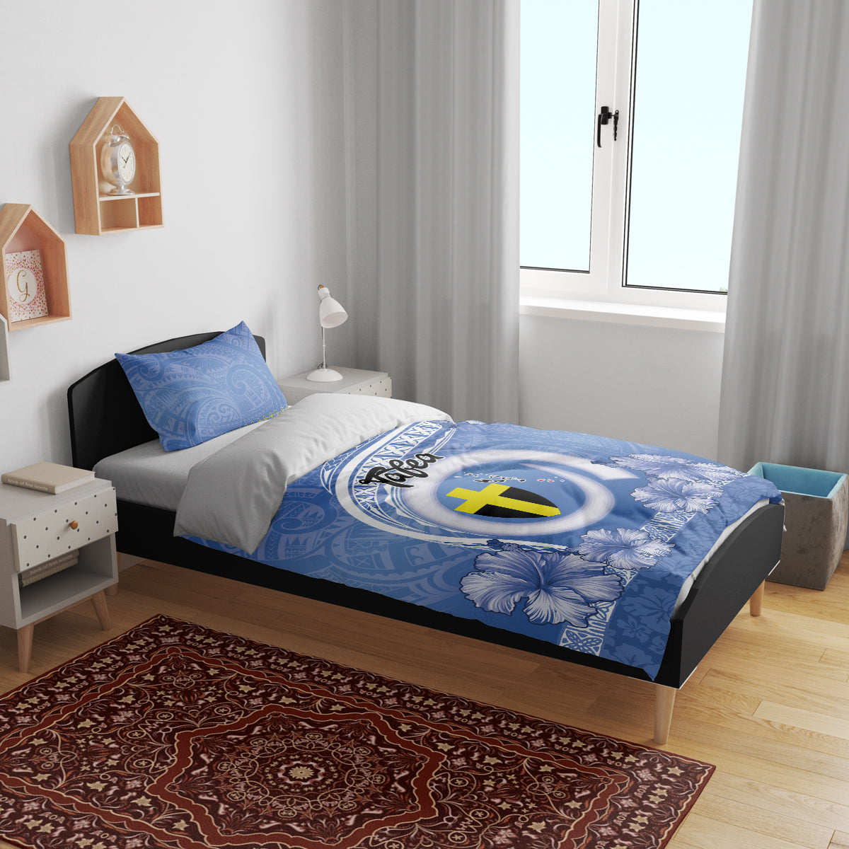 Tafea Vanuatu Bedding Set Hibiscus Sand Drawing with Pacific Pattern