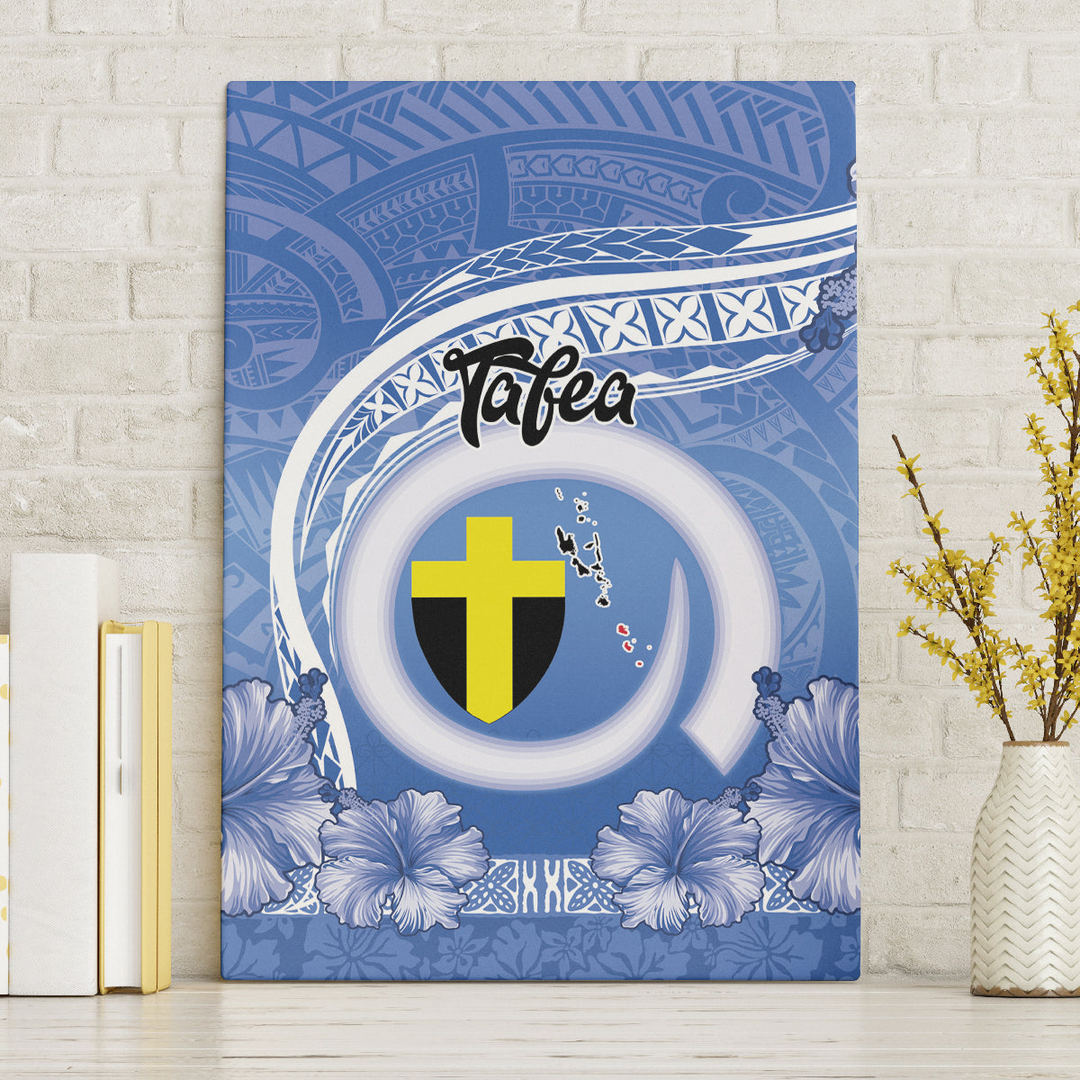 Tafea Vanuatu Canvas Wall Art Hibiscus Sand Drawing with Pacific Pattern LT9 Without Frame Blue Art - Polynesian Pride