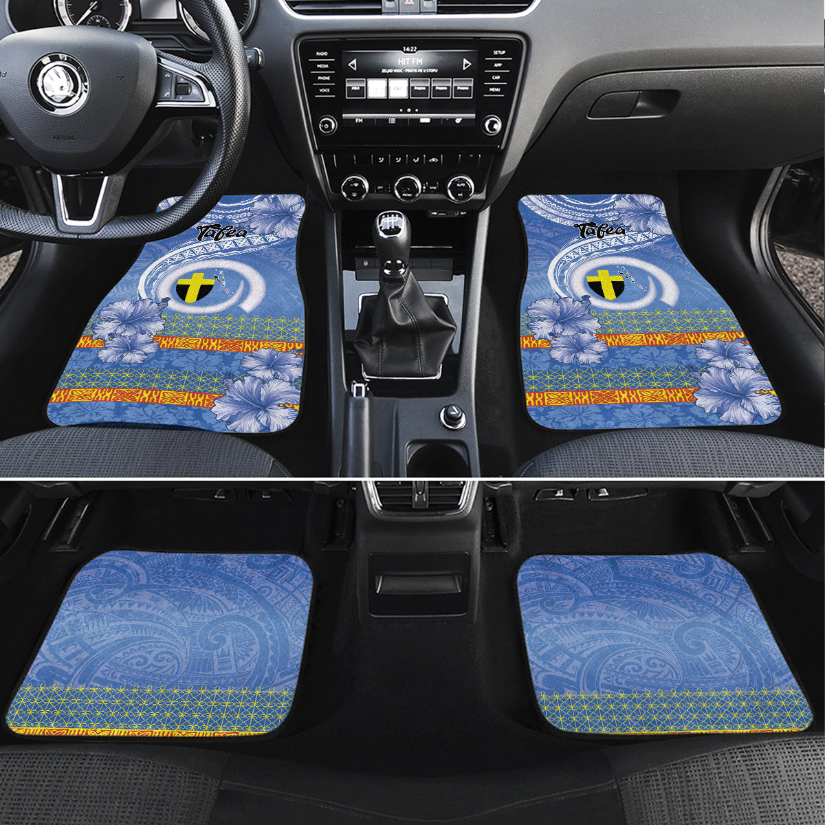 Tafea Vanuatu Car Mats Hibiscus Sand Drawing with Pacific Pattern