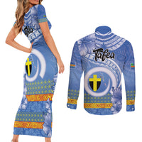Tafea Vanuatu Couples Matching Short Sleeve Bodycon Dress and Long Sleeve Button Shirt Hibiscus Sand Drawing with Pacific Pattern LT9 - Polynesian Pride