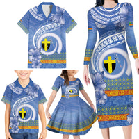 Tafea Vanuatu Family Matching Long Sleeve Bodycon Dress and Hawaiian Shirt Hibiscus Sand Drawing with Pacific Pattern