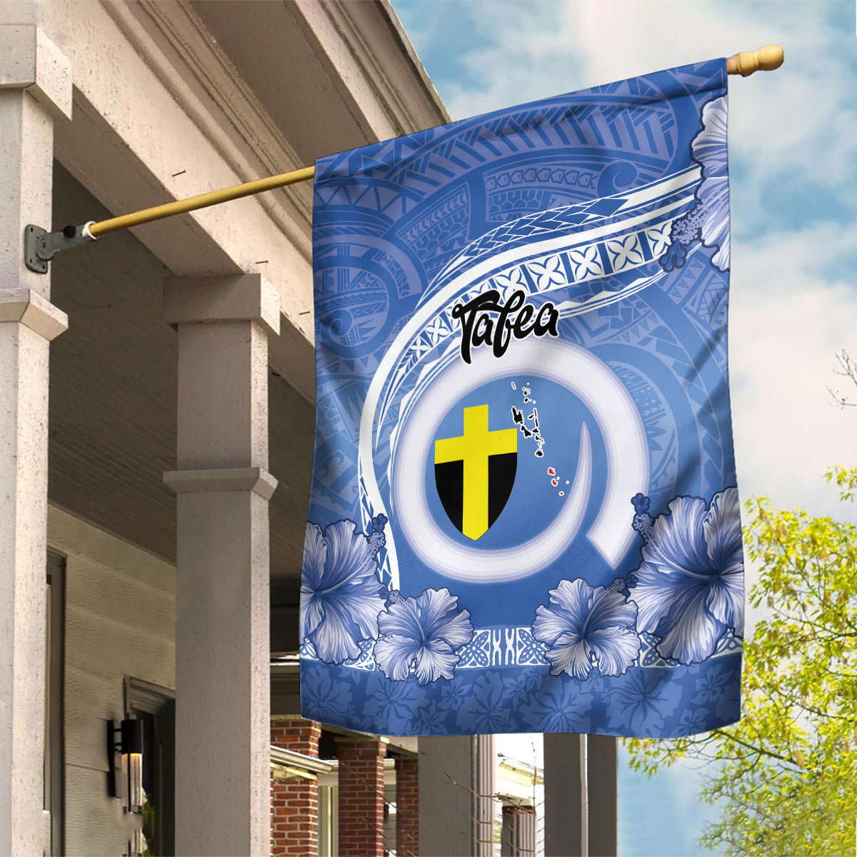 Tafea Vanuatu Garden Flag Hibiscus Sand Drawing with Pacific Pattern LT9 House Flag Blue Art - Polynesian Pride