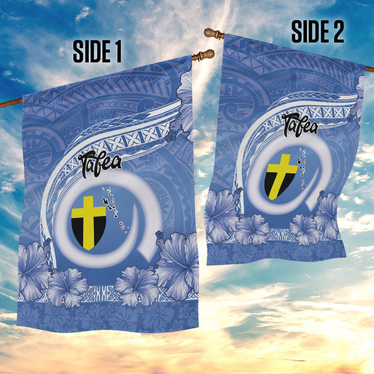 Tafea Vanuatu Garden Flag Hibiscus Sand Drawing with Pacific Pattern LT9 - Polynesian Pride