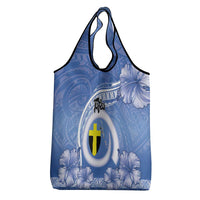 Tafea Vanuatu Grocery Bag Hibiscus Sand Drawing with Pacific Pattern