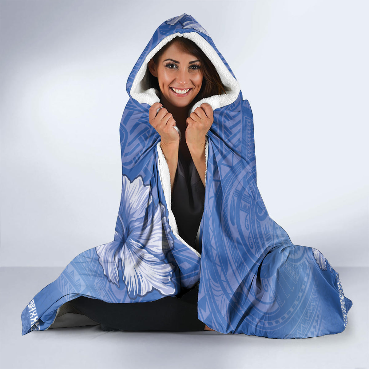 Tafea Vanuatu Hooded Blanket Hibiscus Sand Drawing with Pacific Pattern LT9 - Polynesian Pride