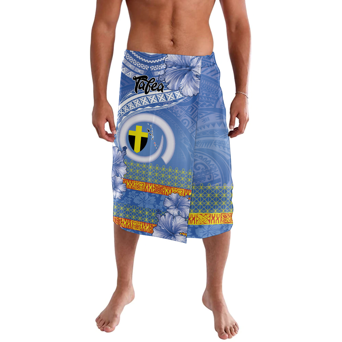 Tafea Vanuatu Lavalava Hibiscus Sand Drawing with Pacific Pattern LT9 Blue Art - Polynesian Pride