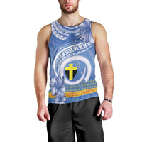 Tafea Vanuatu Men Tank Top Hibiscus Sand Drawing with Pacific Pattern LT9 - Polynesian Pride