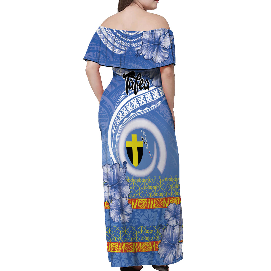 Tafea Vanuatu Off Shoulder Maxi Dress Hibiscus Sand Drawing with Pacific Pattern LT9 - Polynesian Pride