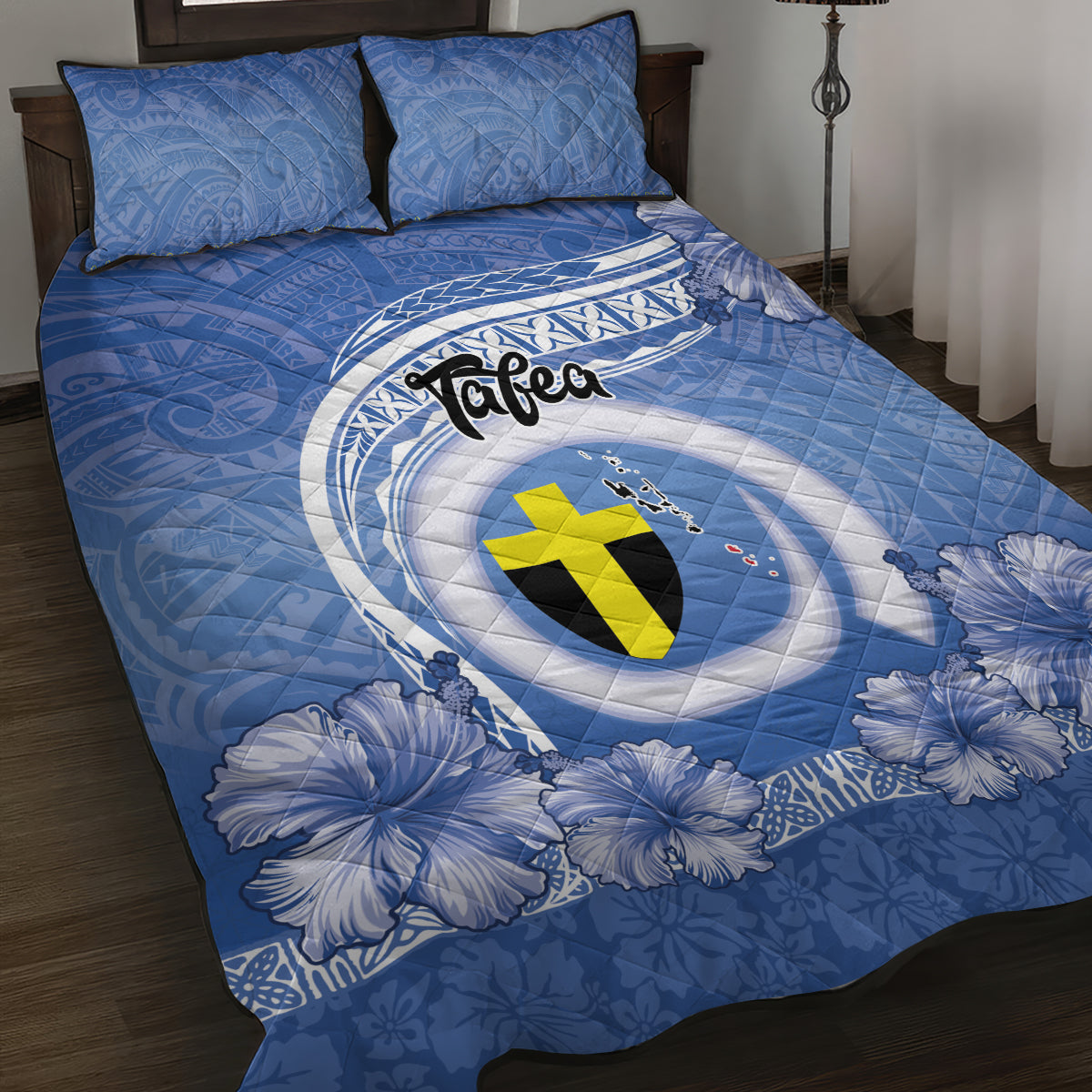 Tafea Vanuatu Quilt Bed Set Hibiscus Sand Drawing with Pacific Pattern LT9 Blue Art - Polynesian Pride