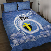 Tafea Vanuatu Quilt Bed Set Hibiscus Sand Drawing with Pacific Pattern LT9 Blue Art - Polynesian Pride