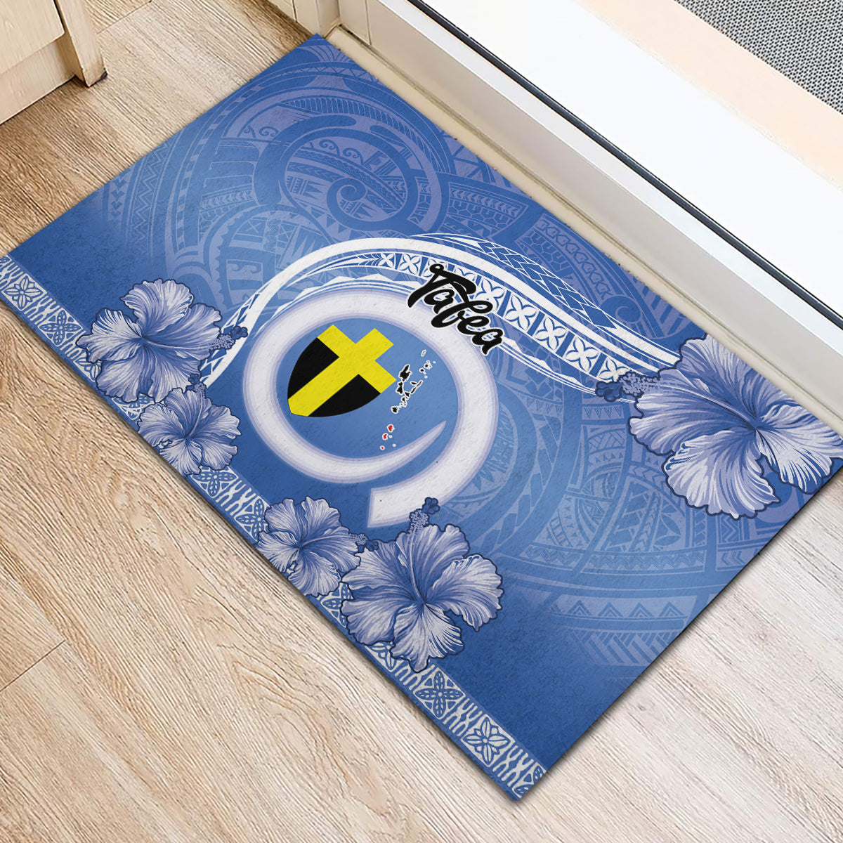Tafea Vanuatu Rubber Doormat Hibiscus Sand Drawing with Pacific Pattern LT9 - Polynesian Pride