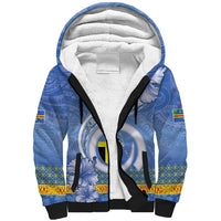 Tafea Vanuatu Sherpa Hoodie Hibiscus Sand Drawing with Pacific Pattern LT9 Unisex Blue Art - Polynesian Pride