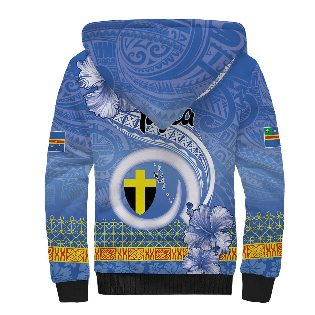 Tafea Vanuatu Sherpa Hoodie Hibiscus Sand Drawing with Pacific Pattern LT9 - Polynesian Pride
