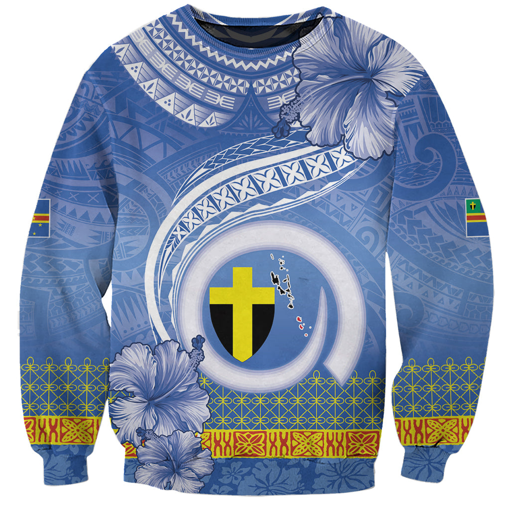 Tafea Vanuatu Sweatshirt Hibiscus Sand Drawing with Pacific Pattern LT9 Unisex Blue Art - Polynesian Pride