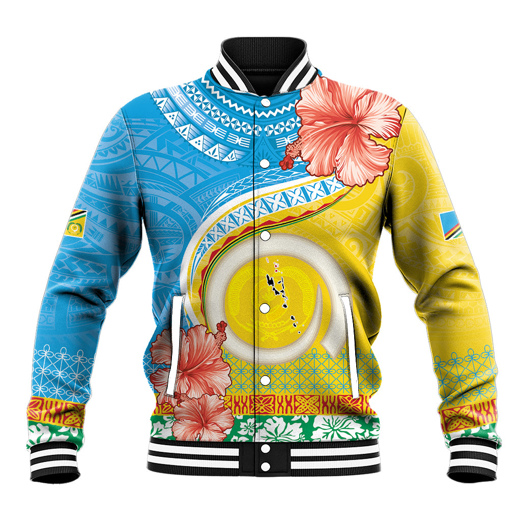 Torba Vanuatu Baseball Jacket Hibiscus Sand Drawing with Pacific Pattern LT9 Unisex Green Gold - Polynesian Pride