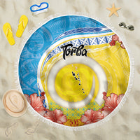 Torba Vanuatu Beach Blanket Hibiscus Sand Drawing with Pacific Pattern LT9 One Size 150cm Green Gold - Polynesian Pride