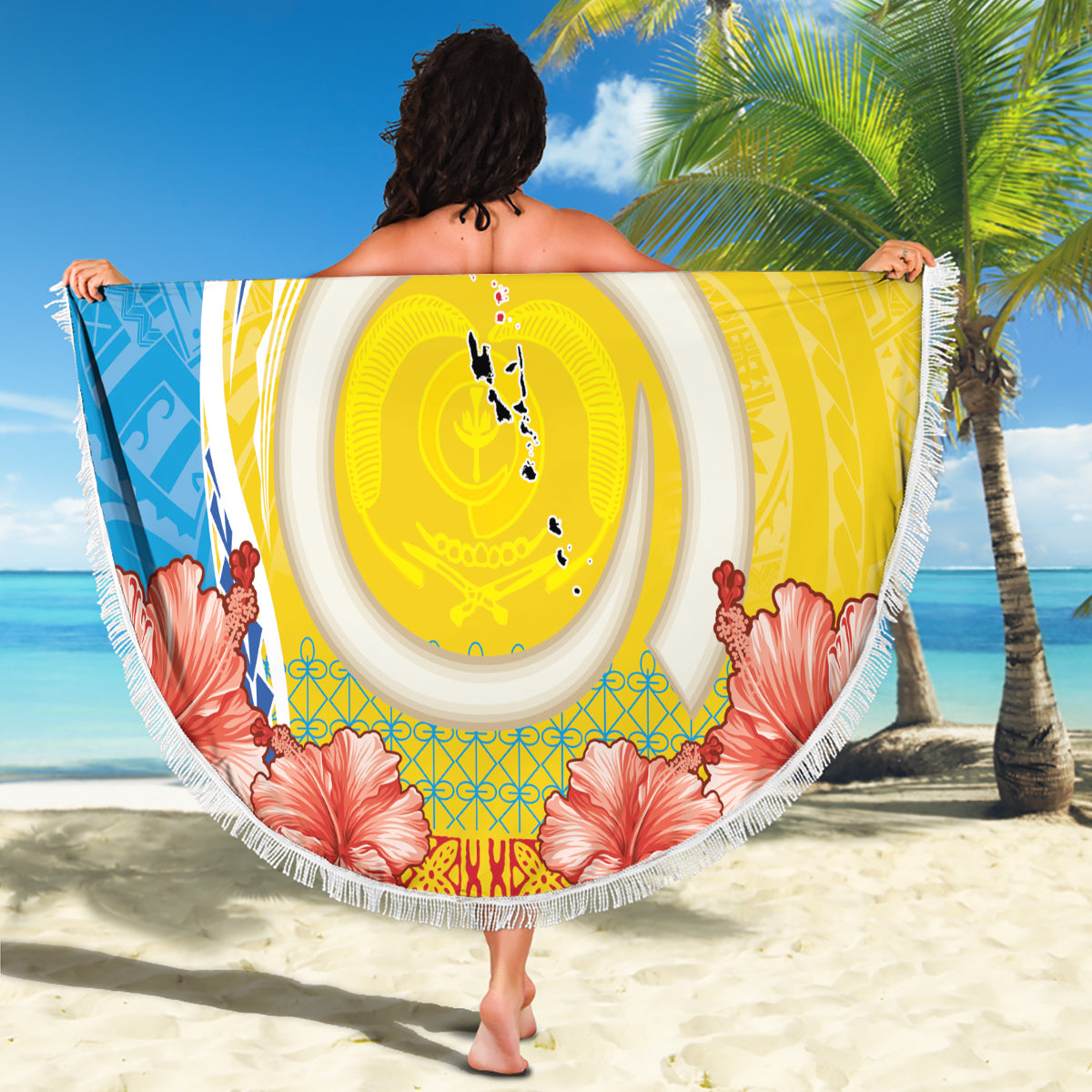 Torba Vanuatu Beach Blanket Hibiscus Sand Drawing with Pacific Pattern LT9 - Polynesian Pride