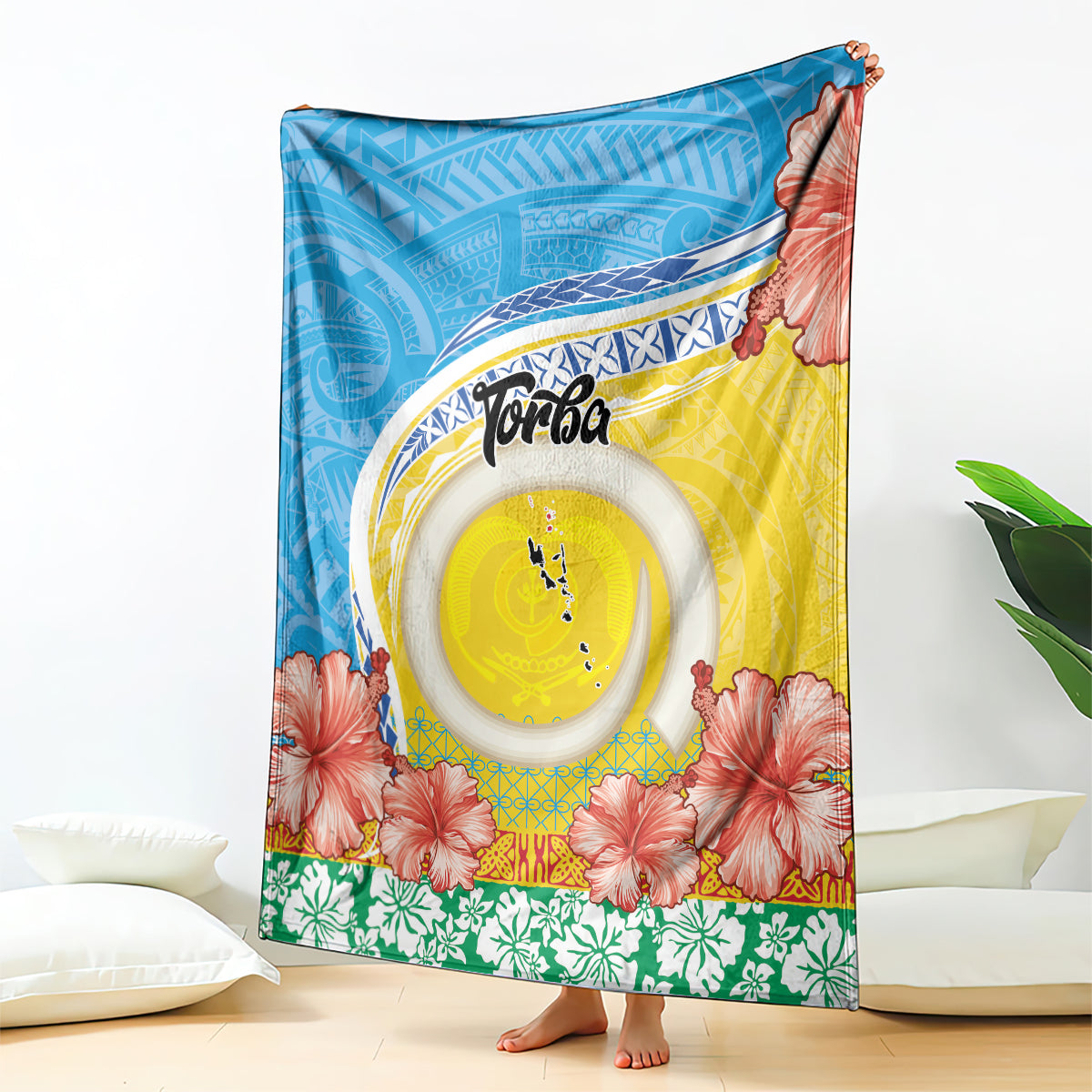 Torba Vanuatu Blanket Hibiscus Sand Drawing with Pacific Pattern LT9 - Polynesian Pride