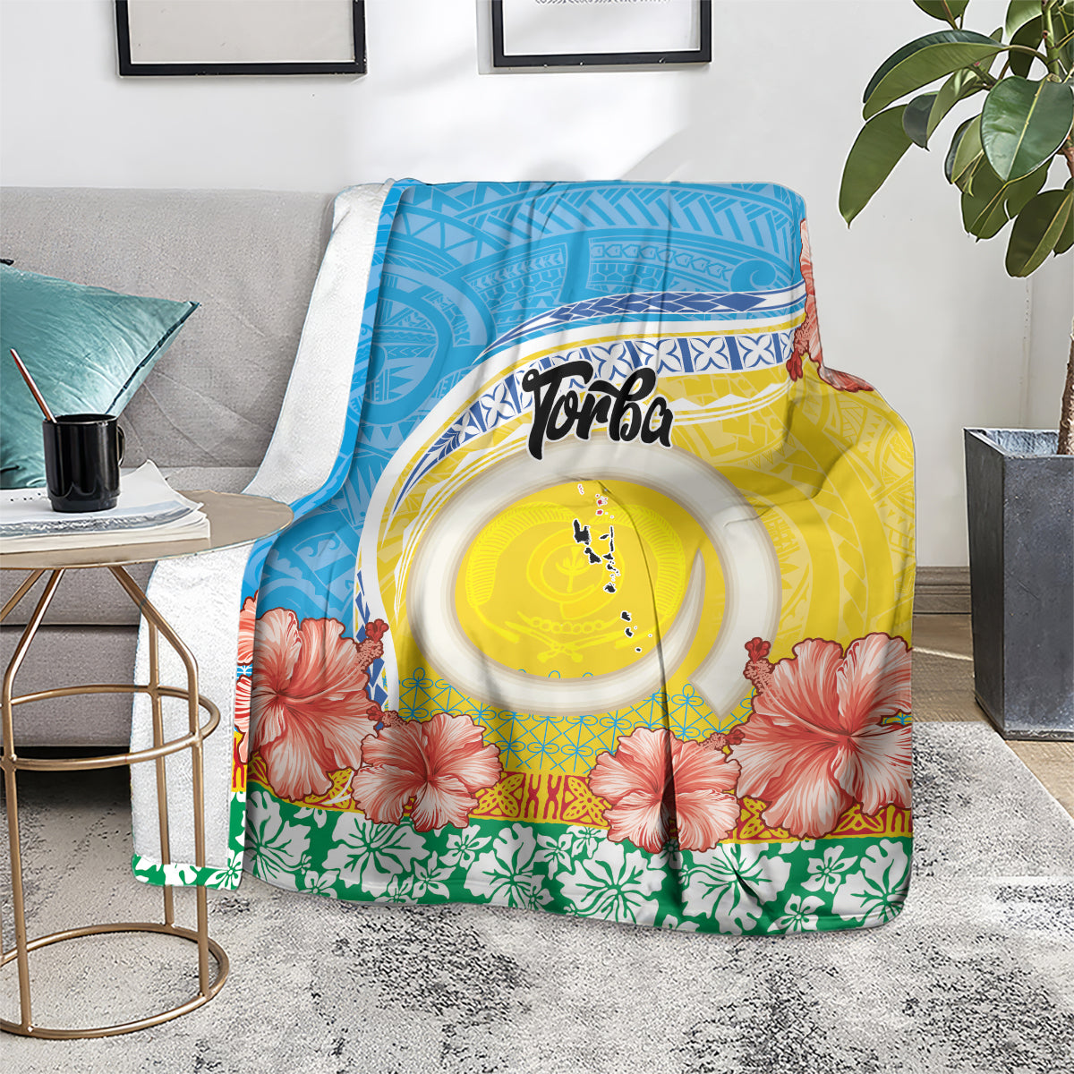 Torba Vanuatu Blanket Hibiscus Sand Drawing with Pacific Pattern LT9 - Polynesian Pride