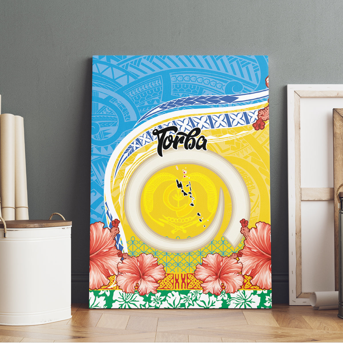 Torba Vanuatu Canvas Wall Art Hibiscus Sand Drawing with Pacific Pattern LT9 - Polynesian Pride