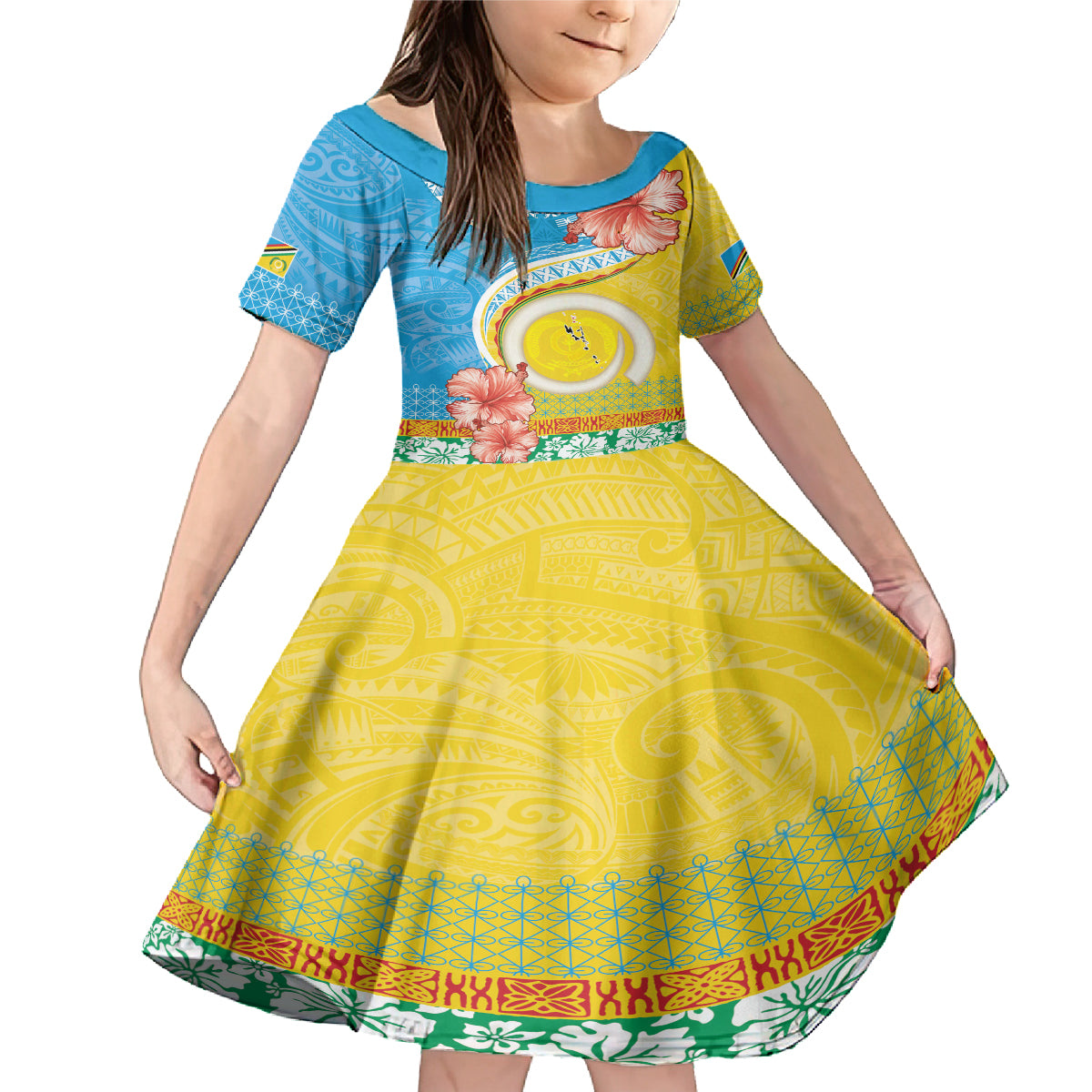 Torba Vanuatu Family Matching Mermaid Dress and Hawaiian Shirt Hibiscus Sand Drawing with Pacific Pattern