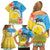 Torba Vanuatu Family Matching Off Shoulder Short Dress and Hawaiian Shirt Hibiscus Sand Drawing with Pacific Pattern