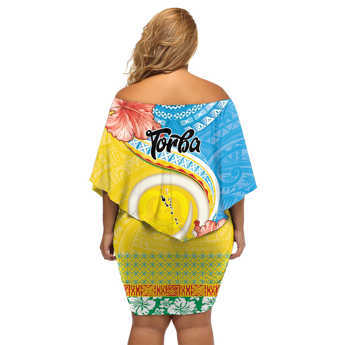 Torba Vanuatu Family Matching Off Shoulder Short Dress and Hawaiian Shirt Hibiscus Sand Drawing with Pacific Pattern