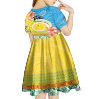 Torba Vanuatu Kid Short Sleeve Dress Hibiscus Sand Drawing with Pacific Pattern